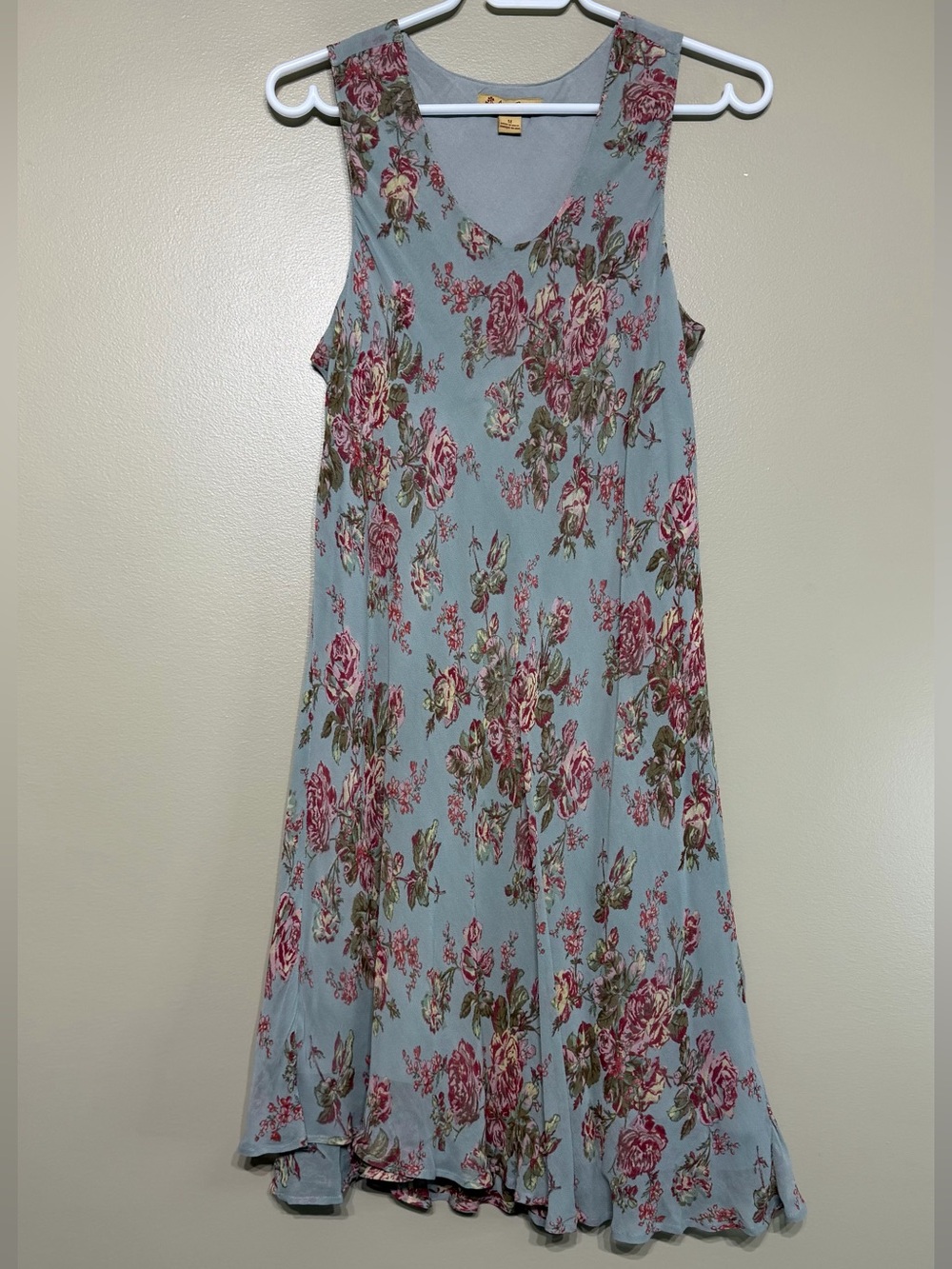 Vintage 90’s April Cornell Powder Blue Asymmetrical Hem Cottagecore Floral Dress